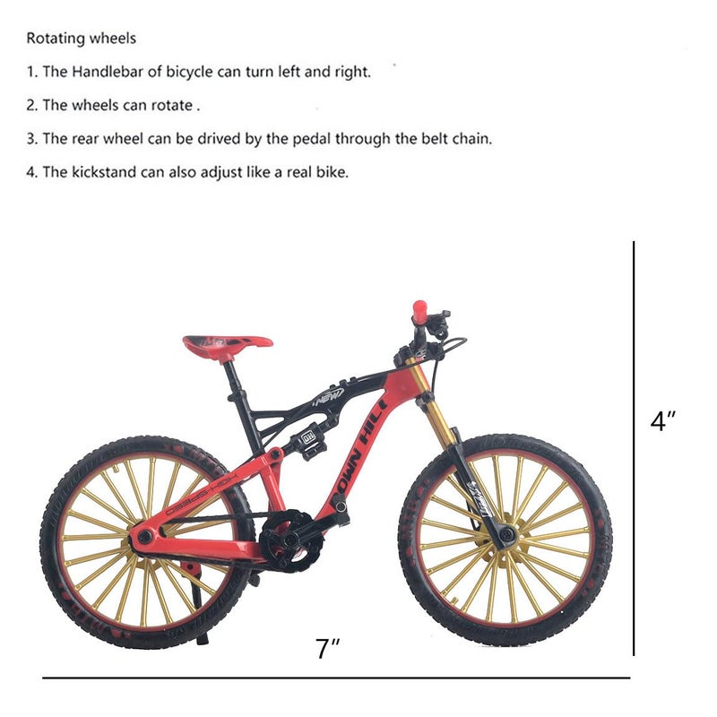 Ailejia Alloy Finger Bike Downhill Toy Mini Racing Dirt MTB Bike Ornament DH Bicycle Vehicles Model Dirt Bike Cake Topper Decoration Mini Scooter Toy Finger for Boy (S-Red) - Image 2